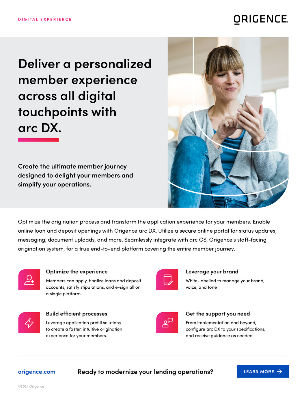 Origence arc DX Product Sheet