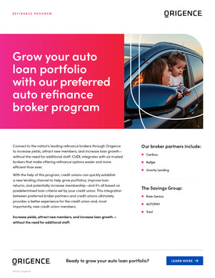 Origence Refinance Program Product Sheet