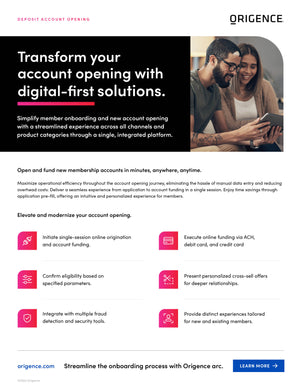 Origence Deposit Account Opening