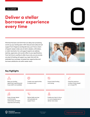 Origence Lending Services | Call Support